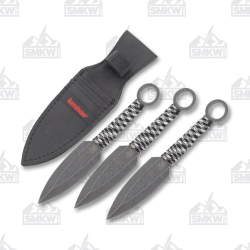 Kershaw Ion Fixed Blade Knife 3 Piece Training Knives Set 4.12in Paracord Wrapped